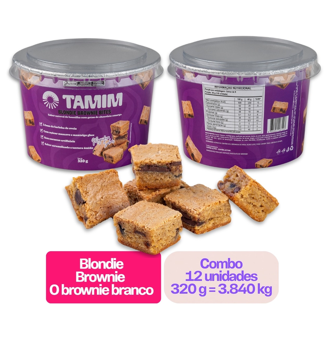 Tamim Combo 12 Unidades Blondie Brownie Bites 320g - Imagem 4