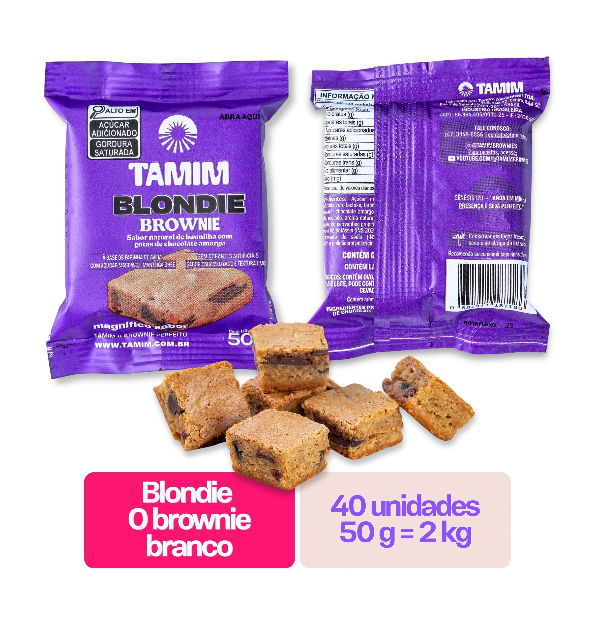 Tamim Combo 4 Unidades Blondie Brownie Caixa Display 10x50g (500g) - Imagem 4