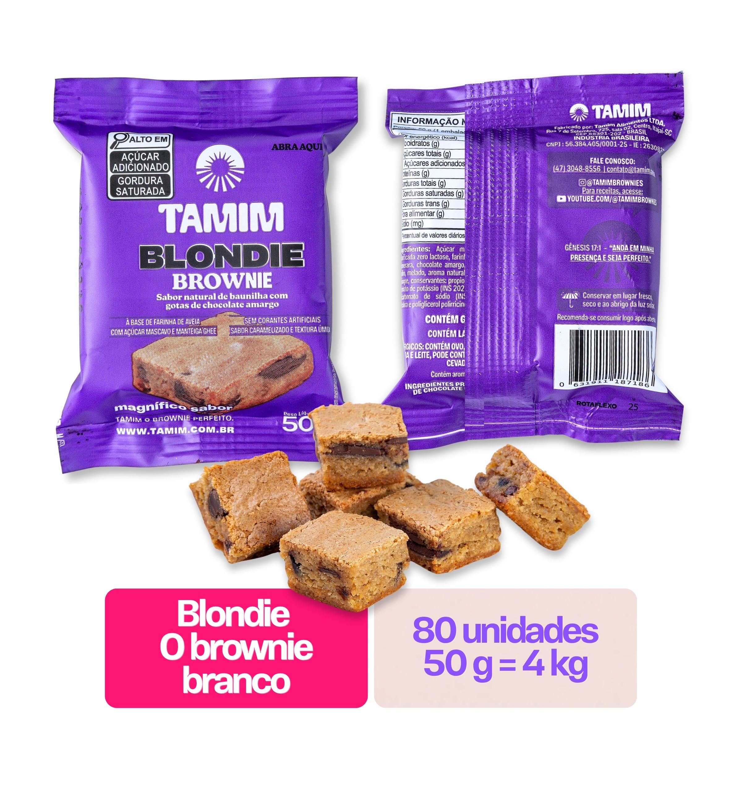 Tamim Combo 8 Unidades Blondie Brownie Caixa Display 10x50g (500g) - Imagem 4