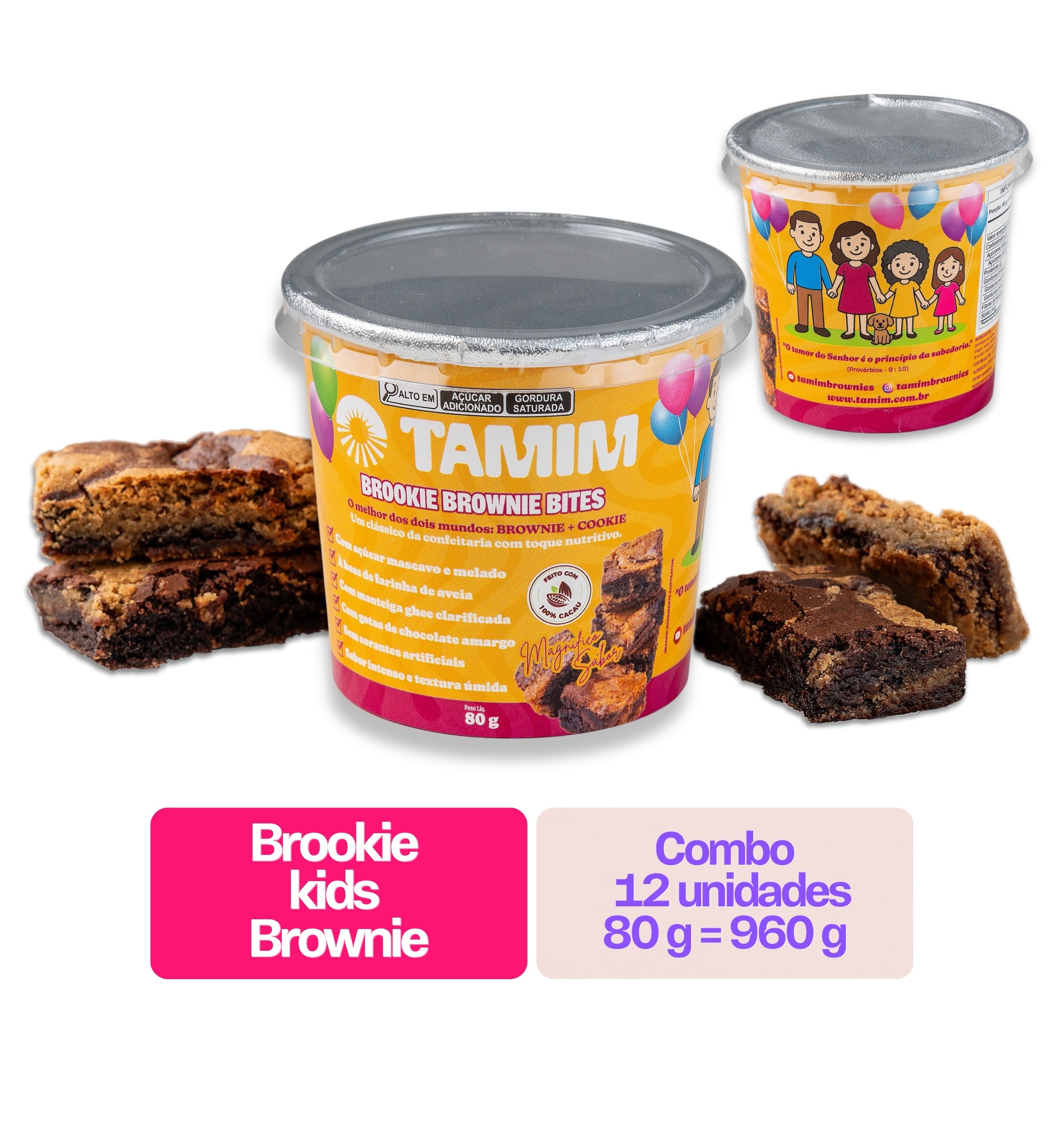 Tamim Combo 12 Unidades Brookie Brownie Bites Kids 80g - Imagem 4