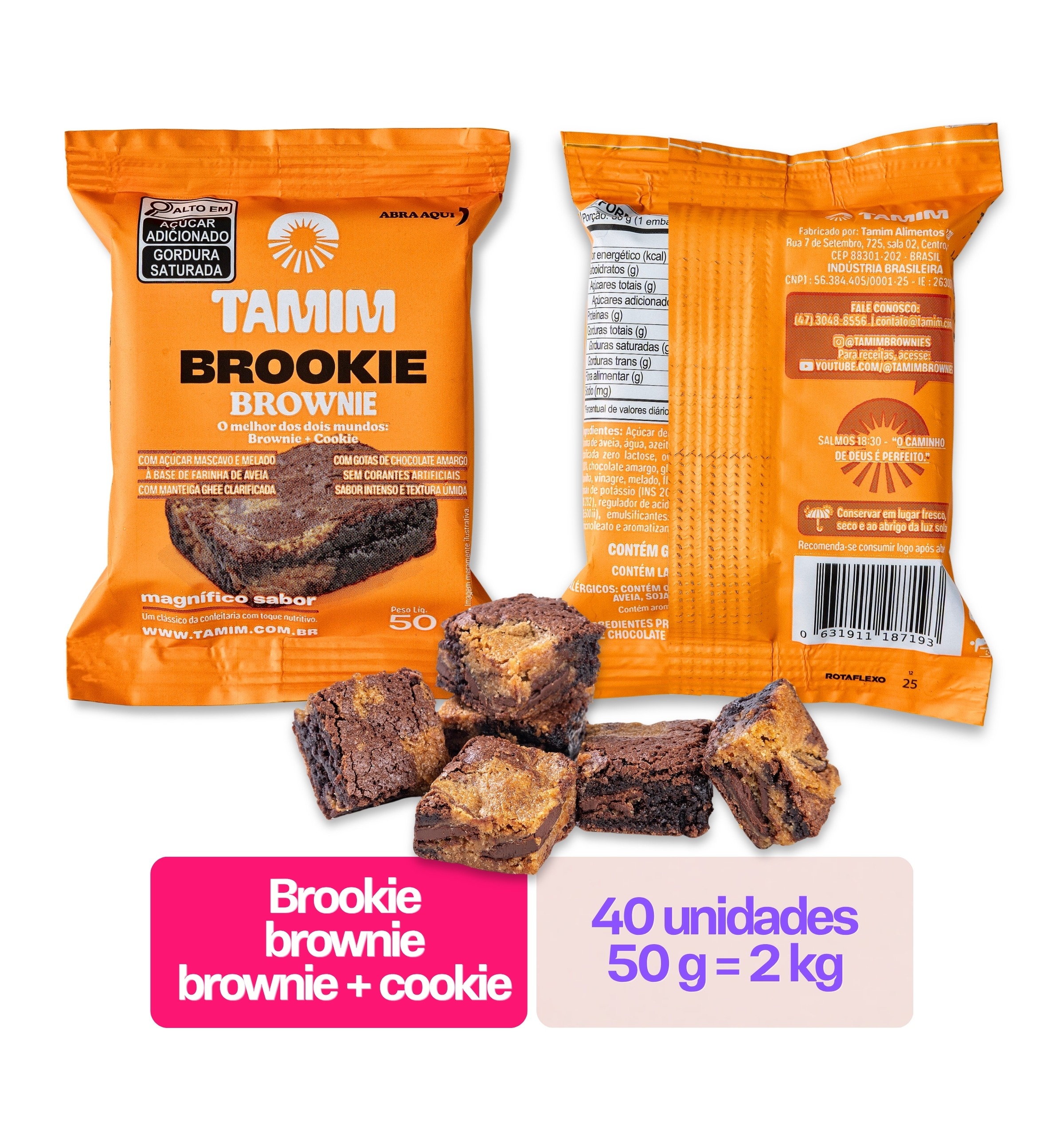 Tamim Combo 4 Unidades Brookie Brownie Caixa Display 10x50g (500g) - Imagem 4