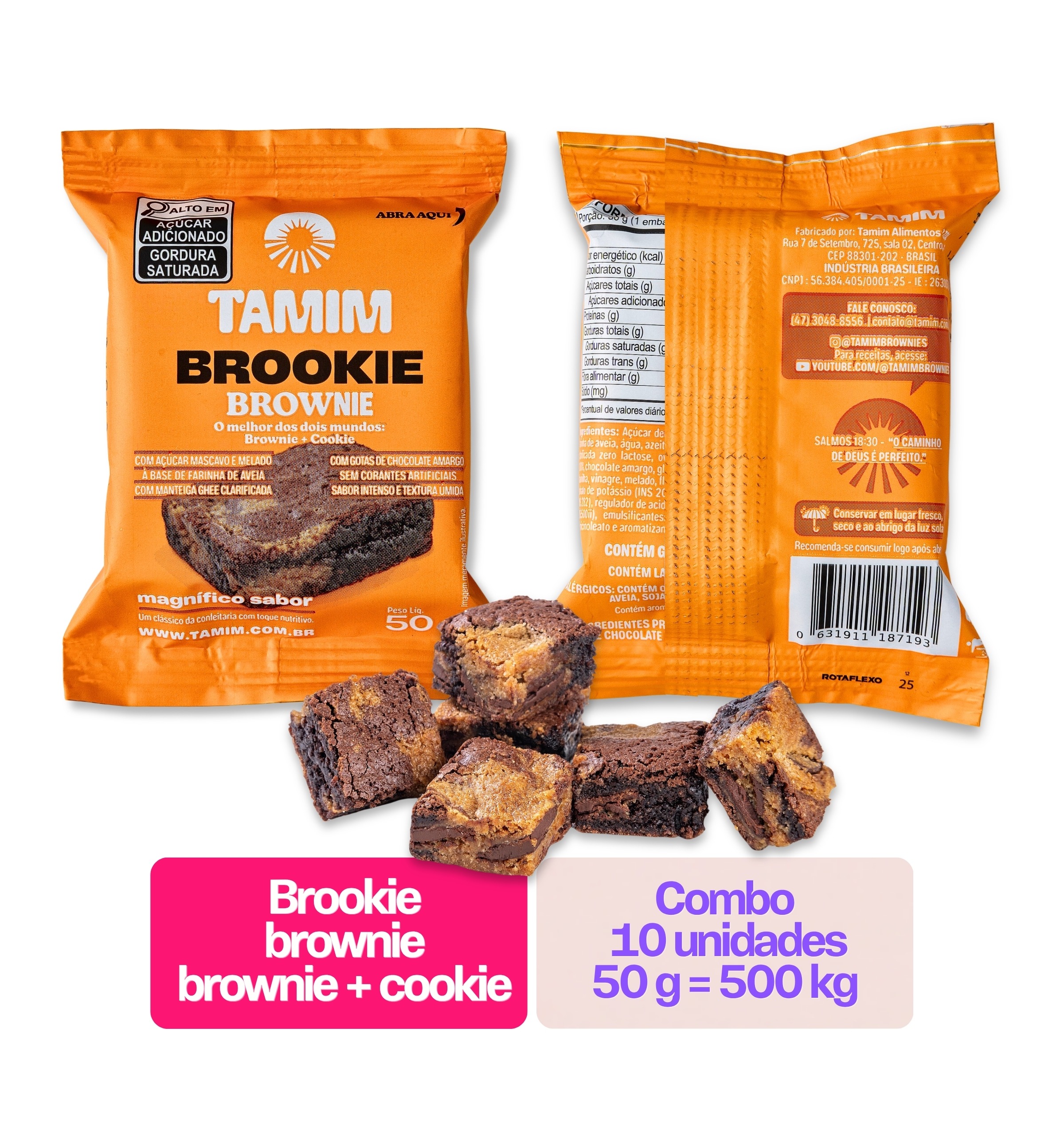 Tamim Combo 10 Unidades Brookie Brownie 50g - Imagem 4