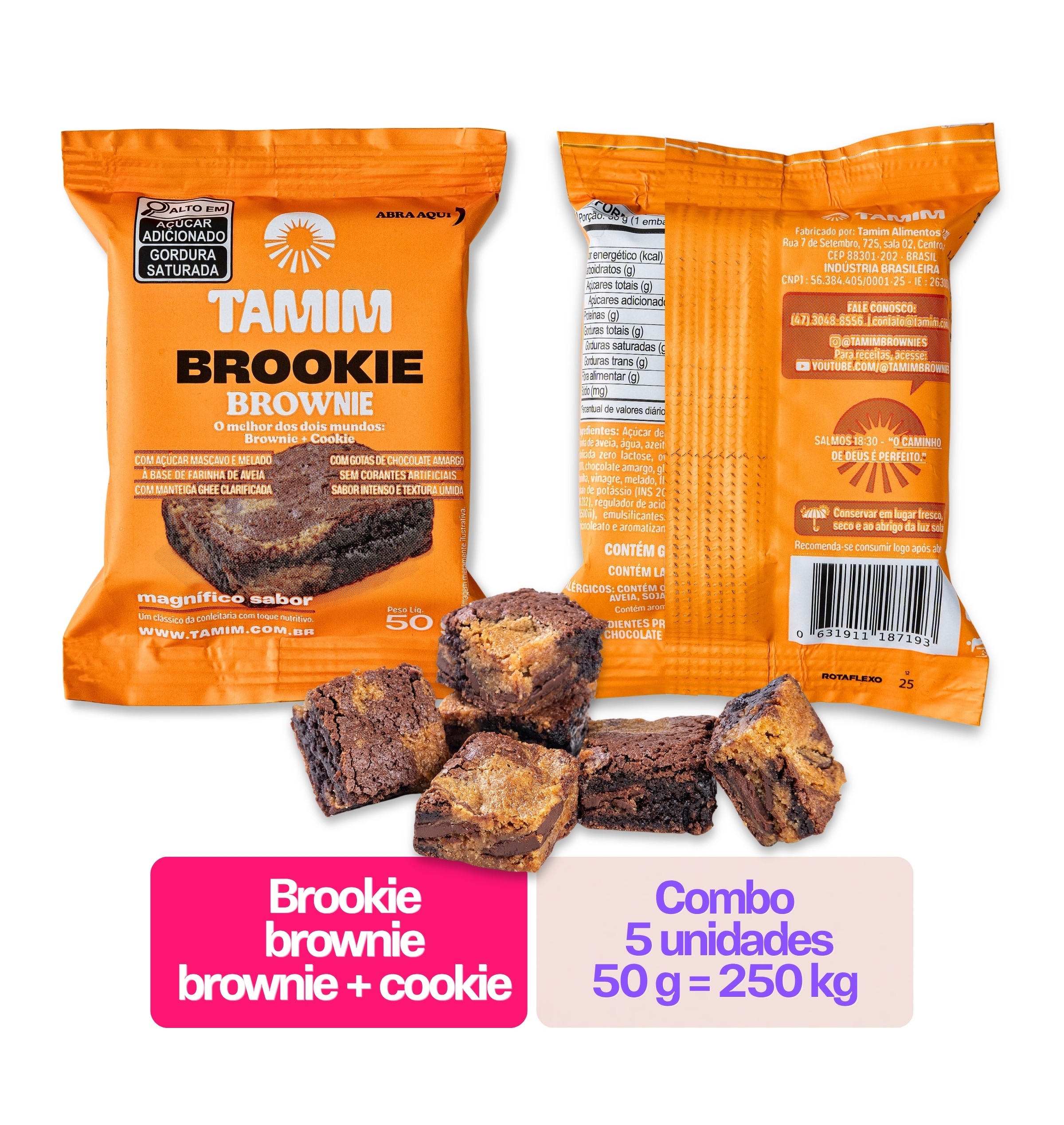 Tamim Combo 5 Unidades Brookie Brownie 50g - Imagem 4