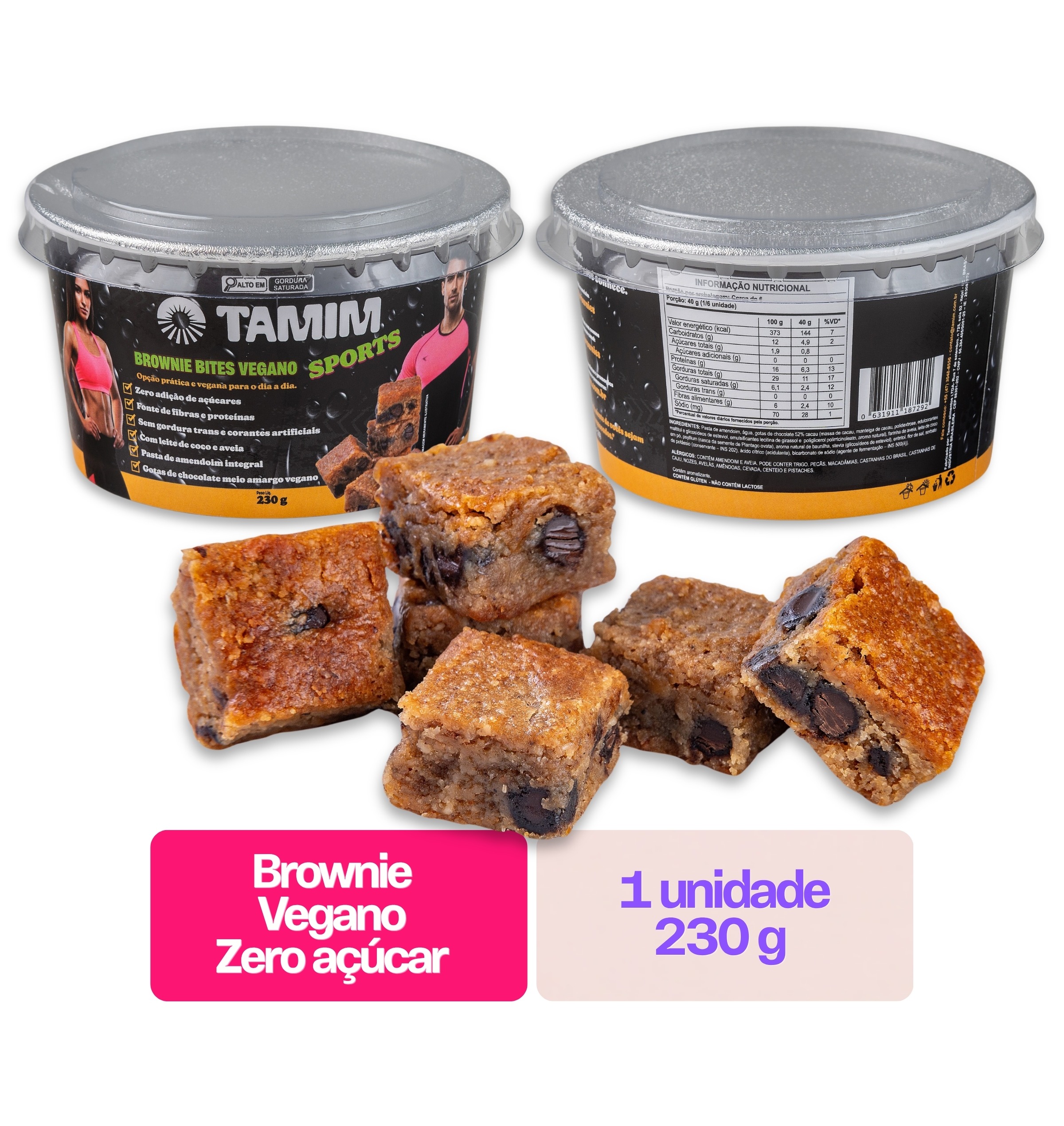 Tamim Brownie Vegano Sports Bites 230g - Imagem 4