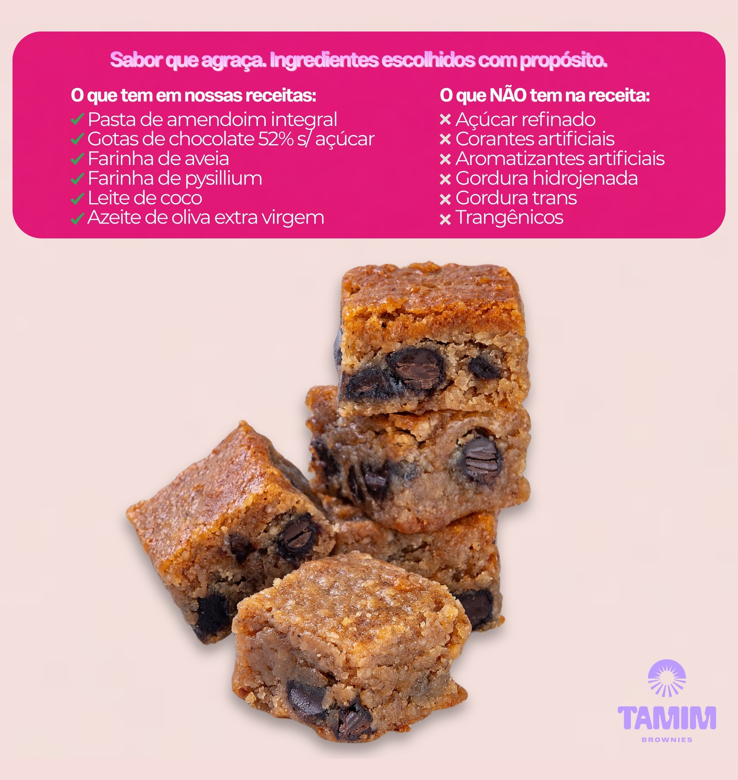 Tamim Brownie Vegano Sports Bites 230g - Imagem 3