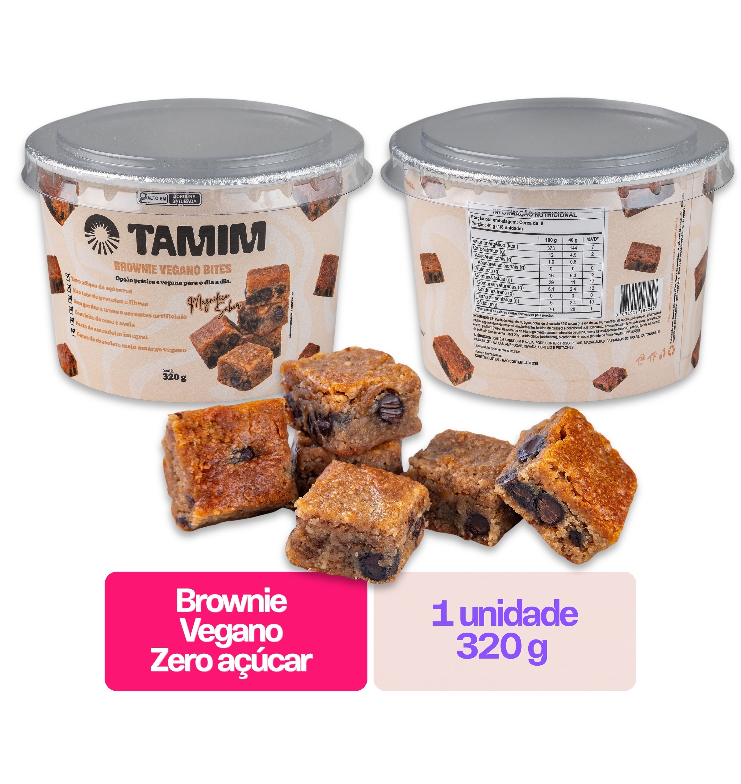 Tamim Brownie Vegano Bites 320g - Imagem 4