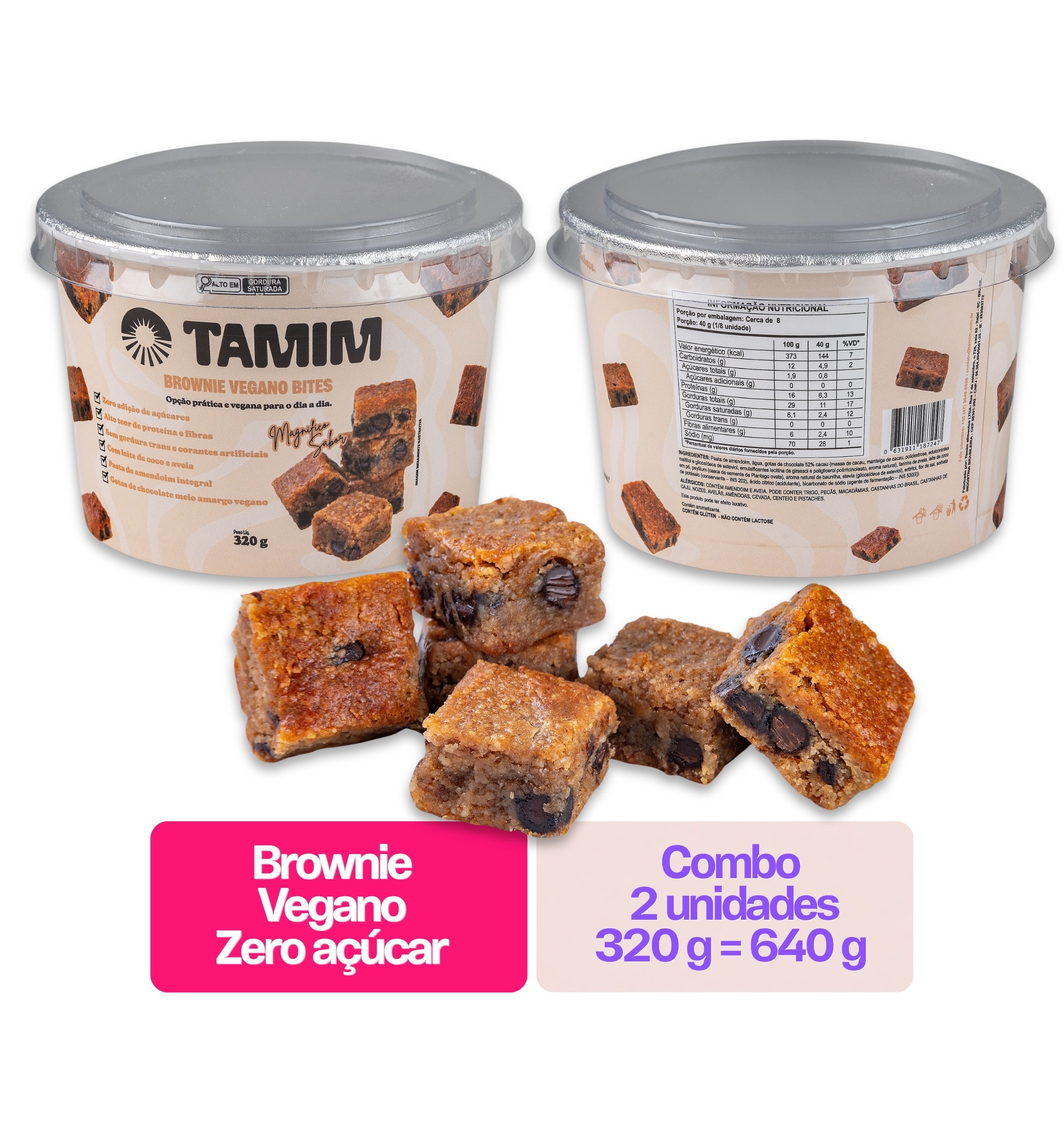 Tamim Combo 2 Unidades Brownie Vegano Bites 320g - Imagem 4