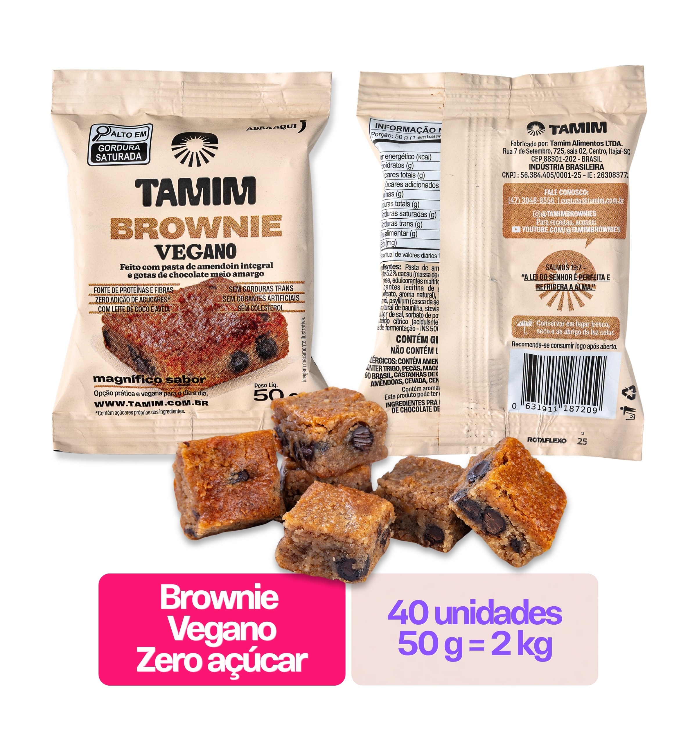 Tamim Combo 4 Unidades Brownie Vegano Caixa Display 10x50g (500g) - Imagem 4