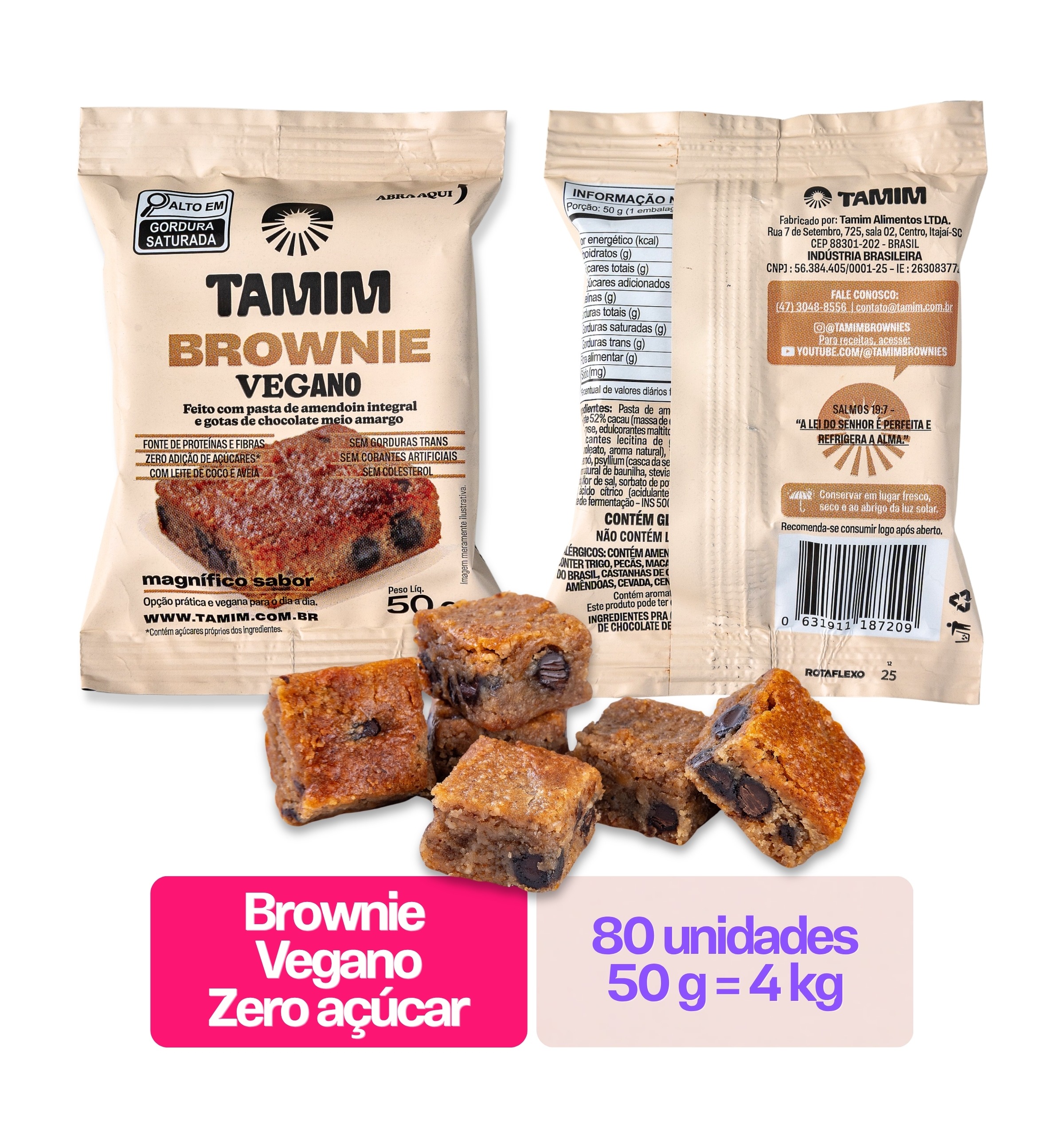 Tamim Combo 8 Unidades Brownie Vegano Caixa Display 10x50g (500g) - Imagem 4